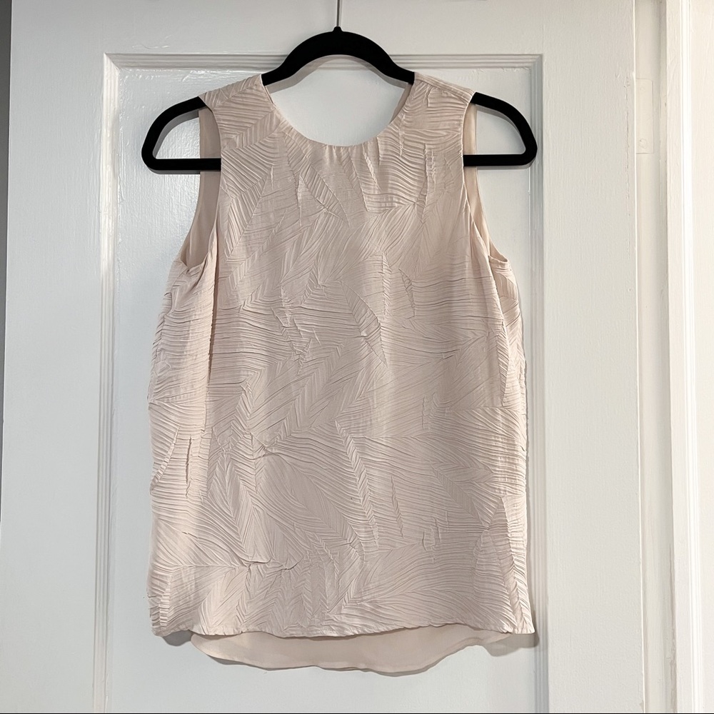 COOPER & ELLA Textured Floral Cream Tan Tank Top Muscle Blouse Size XS